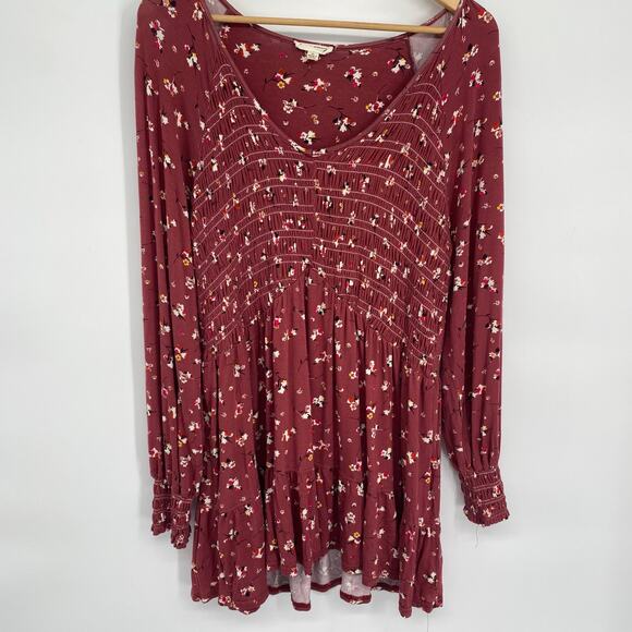 Jane & Delancy Top Women’s XL Peasant Floral Smocked Milkmaid Long Ballon Sleeve - Picture 1 of 9